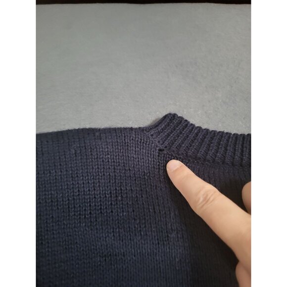 VTG 90s Susan Bristol Navy Santa's Workshop Embroidered Ugly Christmas Sweater L - Picture 8 of 8